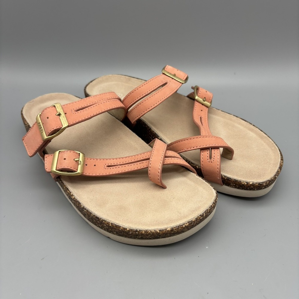 New Abeo Lily Lanai Thong Sandal Womens 8 Leather Neutral Footbed